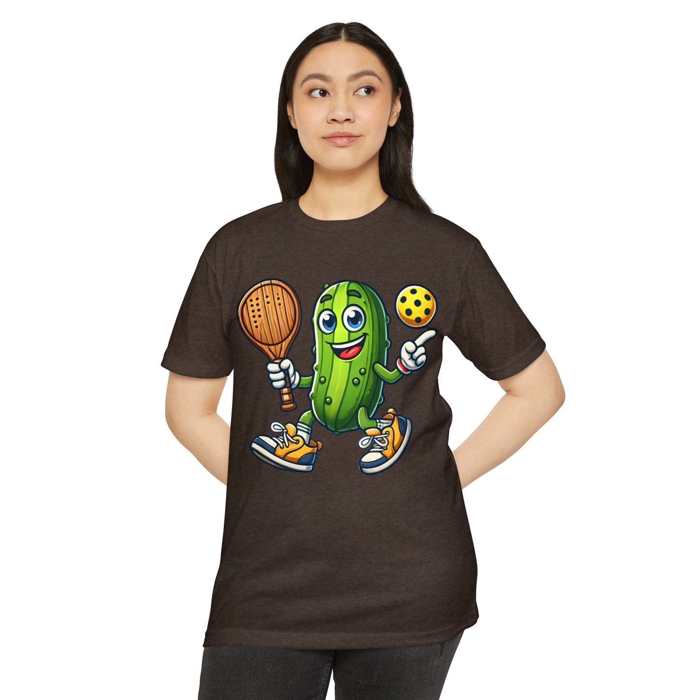 Pickle Pickleball T-Shirt – Cute Pickle Playing Pickleball Graphic Tee