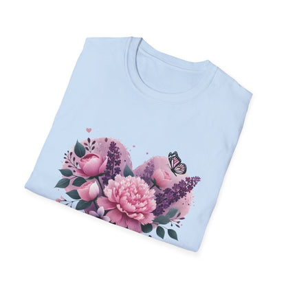 Mother's Day Floral T-Shirt — "Mother's Day I Love You" Heart Bouquet