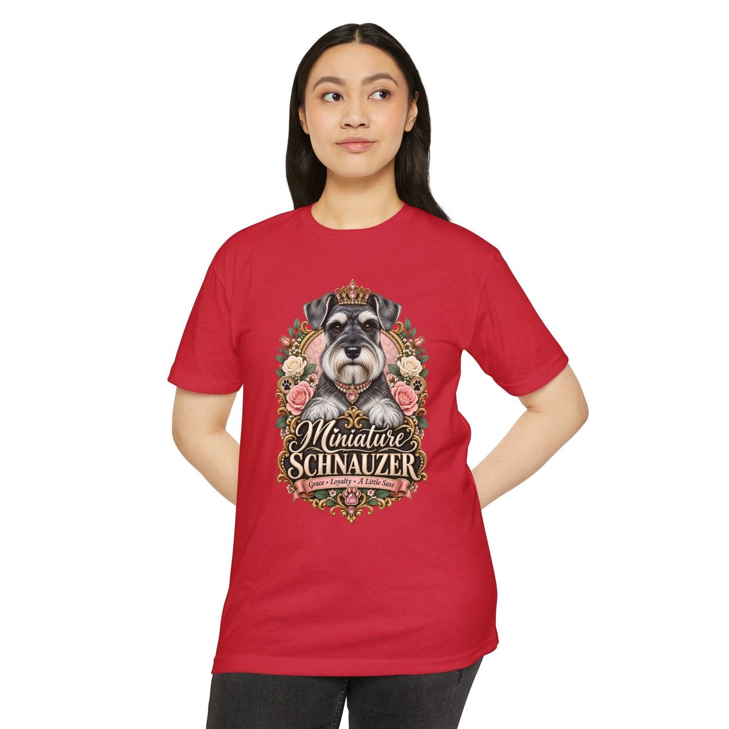 Miniature Schnauzer Floral Portrait T-Shirt