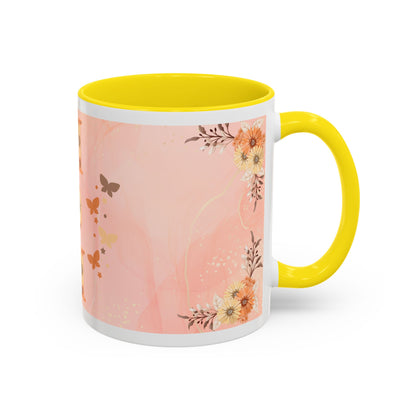 Mom Floral Accent Coffee Mug – Pink Butterfly Mother's Day Gift (11/15oz)