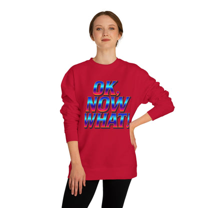 OK, Now What! Crewneck Sweatshirt — Bold Retro Gradient Graphic