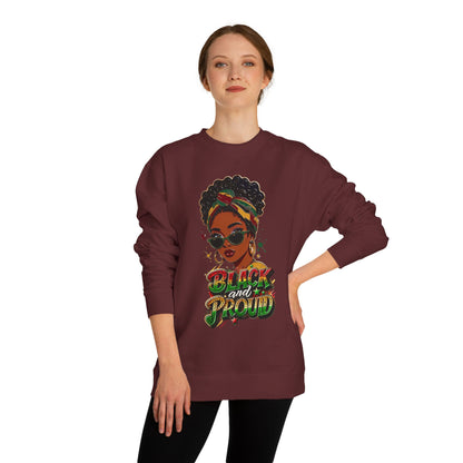 Black and Proud Crewneck Sweatshirt – Afrocentric Rasta Colors Graphic