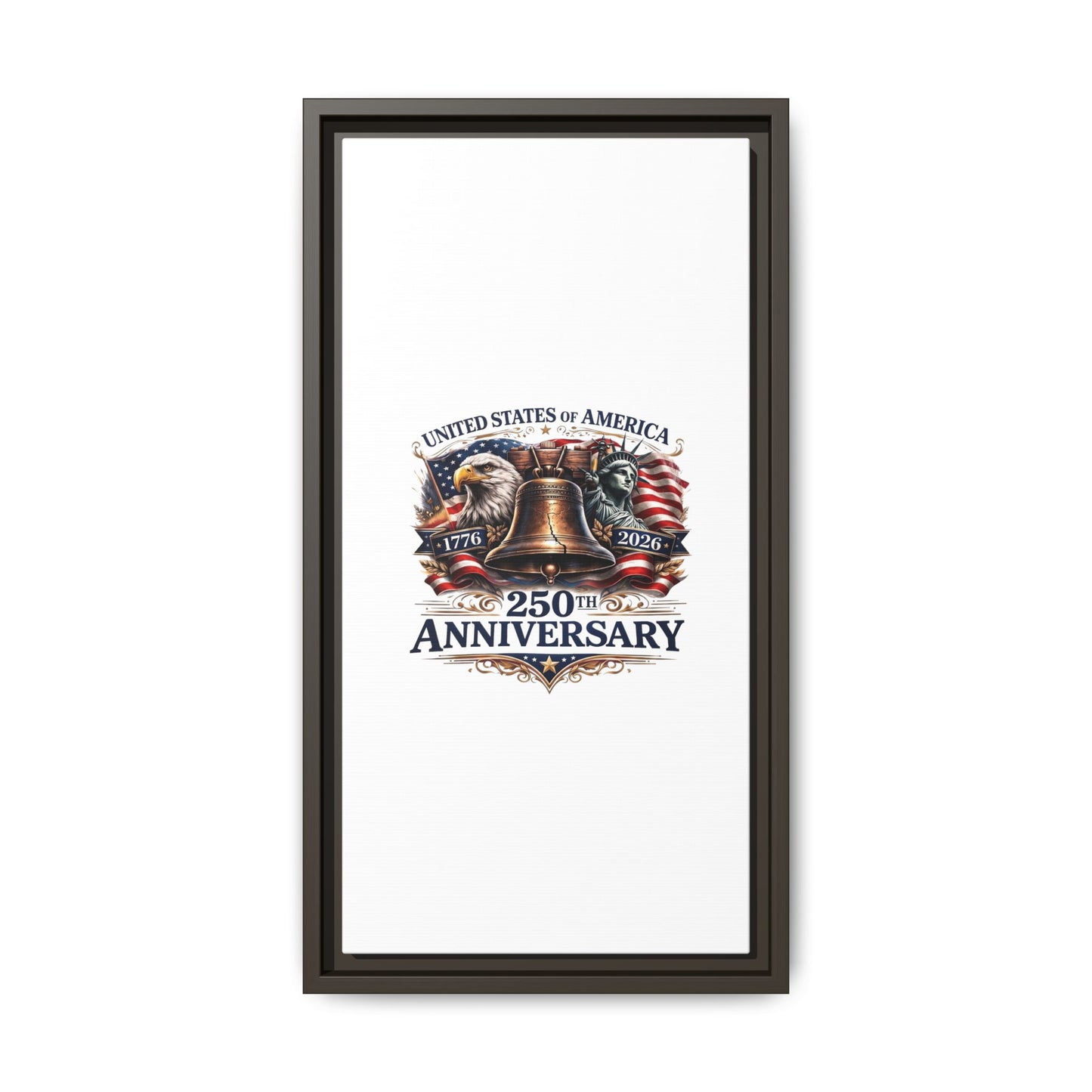 250th Anniversary Framed Canvas - United States of America Patriotic Liberty Bell Print