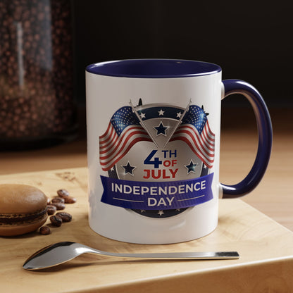 4th of July Independence Day Coffee Mug - Patriotic American Flag Accent