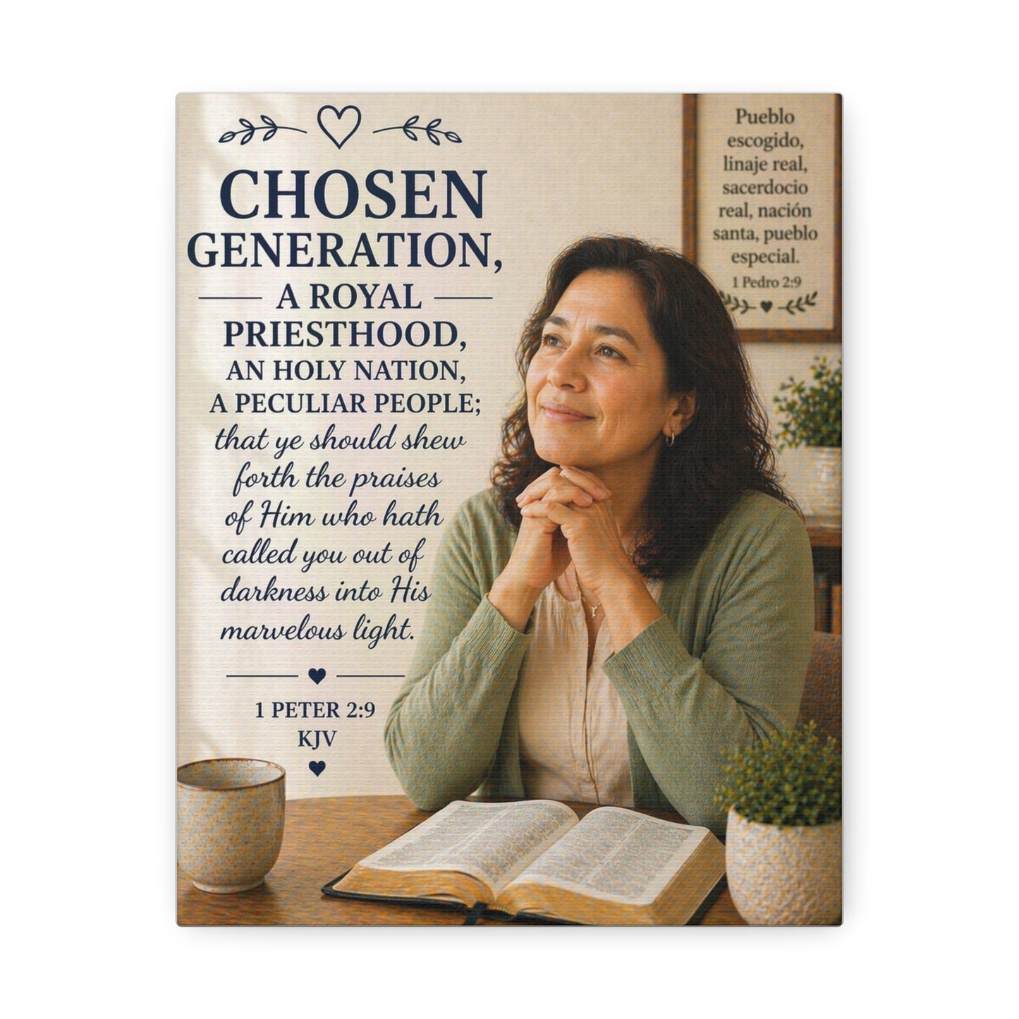Stretched Canvas — "Chosen Generation" Inspirational Scripture Wall Art (1 Peter 2:9)