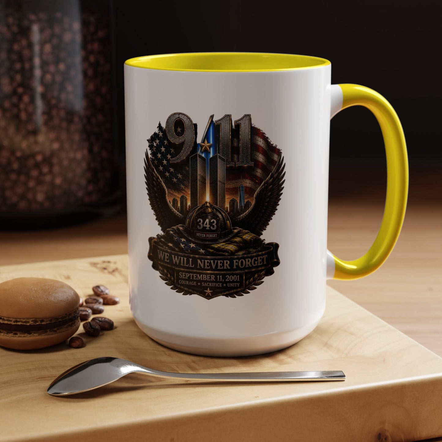 9/11 Memorial Coffee Mug - 'We Will Never Forget' Tribute Accent Mug