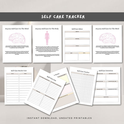 Self Care Tracker Printable | Daily Wellness, Mood & Habit Tracker Planner