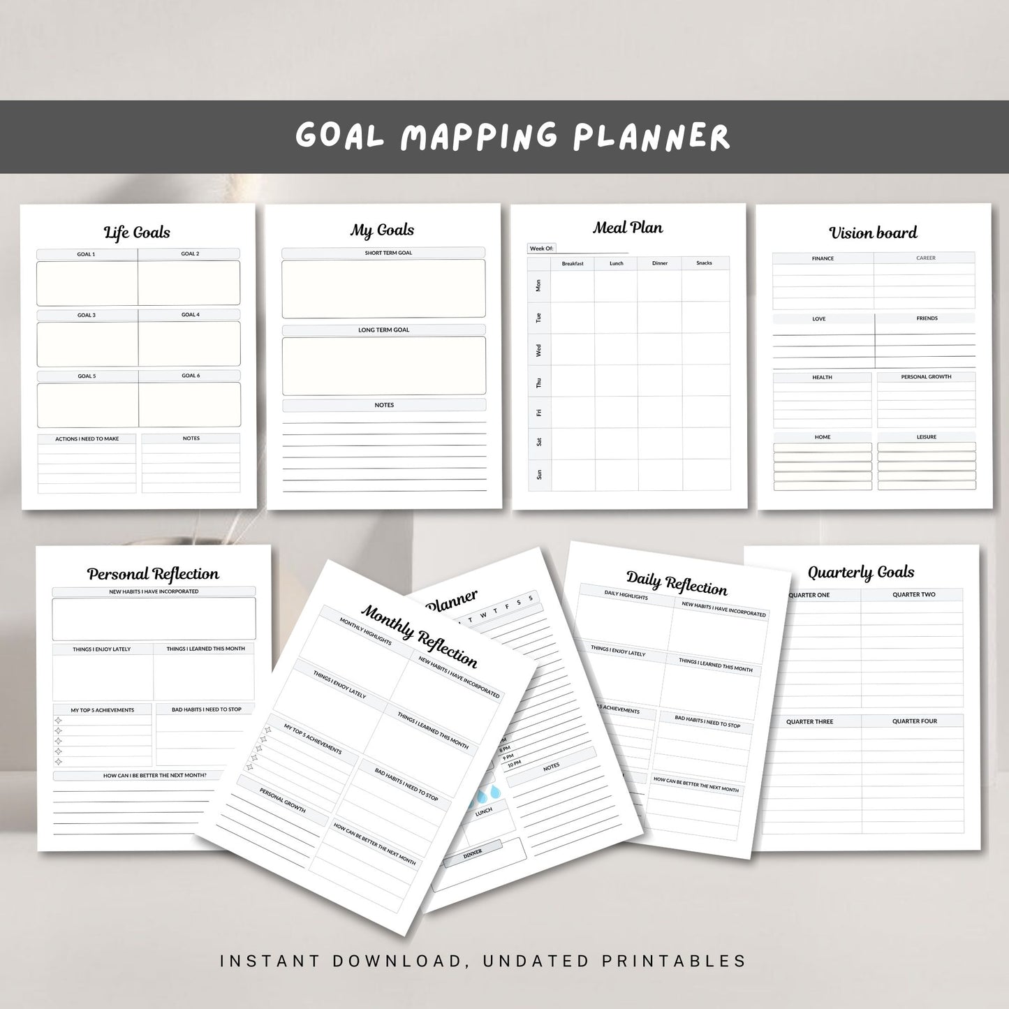 Goal Mapping Planner Printable | Vision to Action Goal Setting & Productivity System