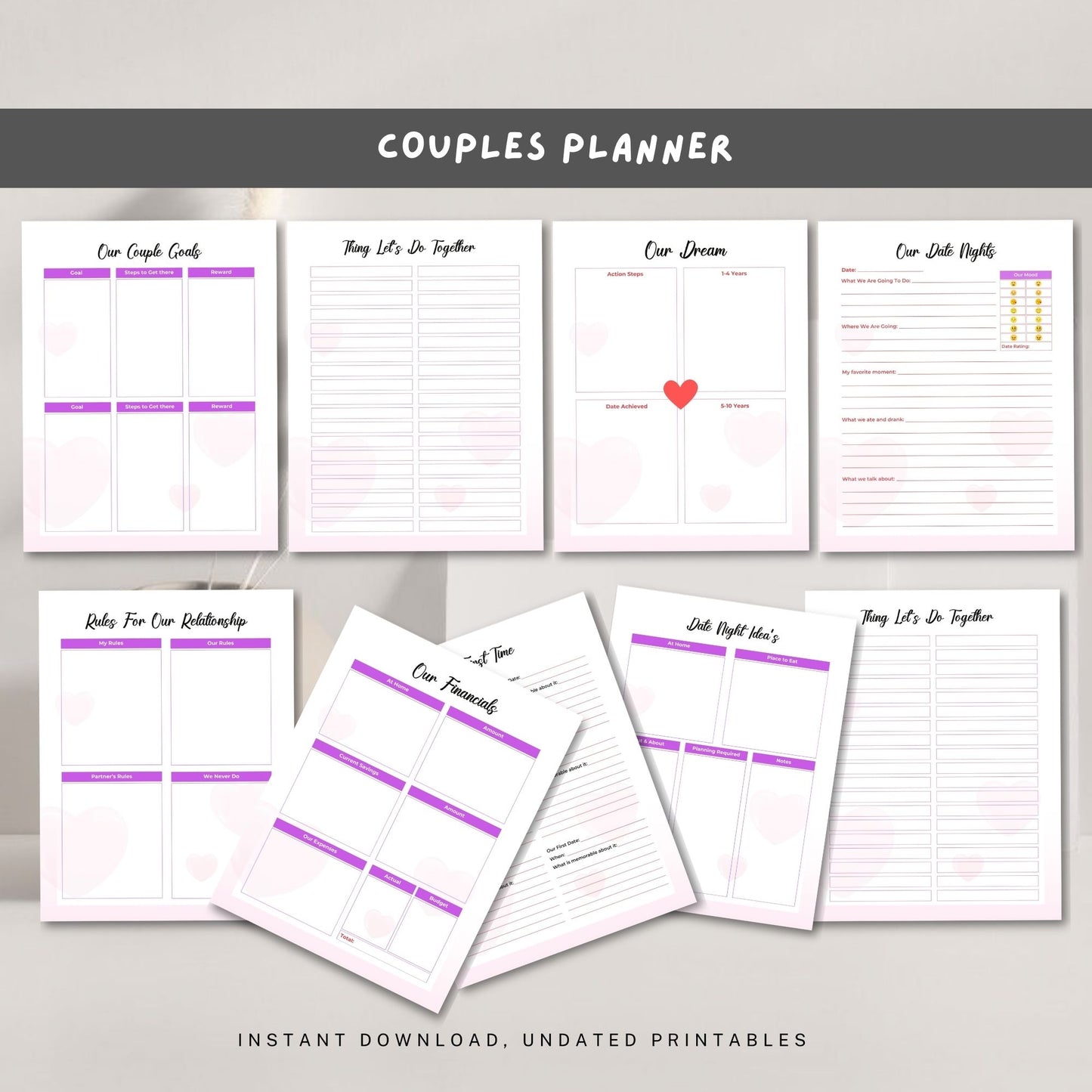Couple Planner Printable | Relationship Goals, Communication & Life Organizer