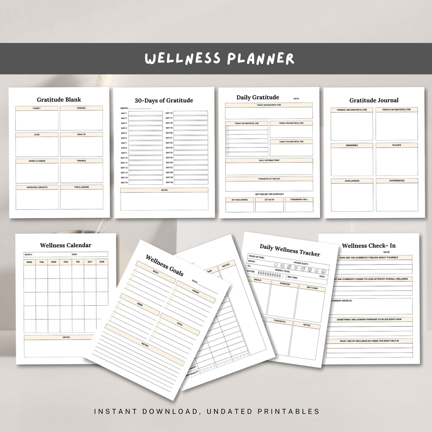 Wellness Planner Printable | Daily Health, Self-Care & Balanced Lifestyle Tracker