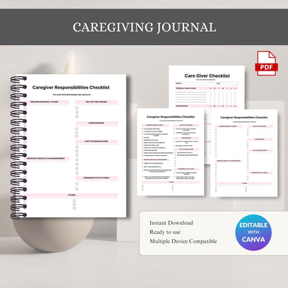 Caregiving Journal Printable | Daily Care Tracker & Health Support Planner