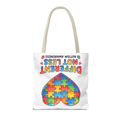 Autism Awareness Tote Bag — "Different Not Less" Puzzle Heart