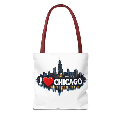 I  Chicago Skyline Tote Bag — Cityscape Reversible All-Over Print Tote
