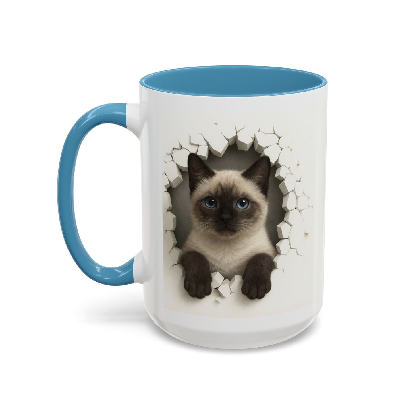 Siamese Cat Peeking Accent Coffee Mug (11/15oz)