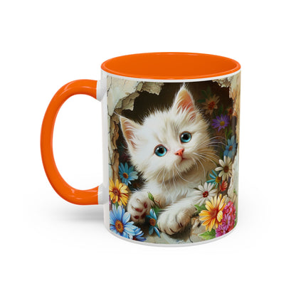 Cute Kitten Floral Accent Coffee Mug (11/15oz)