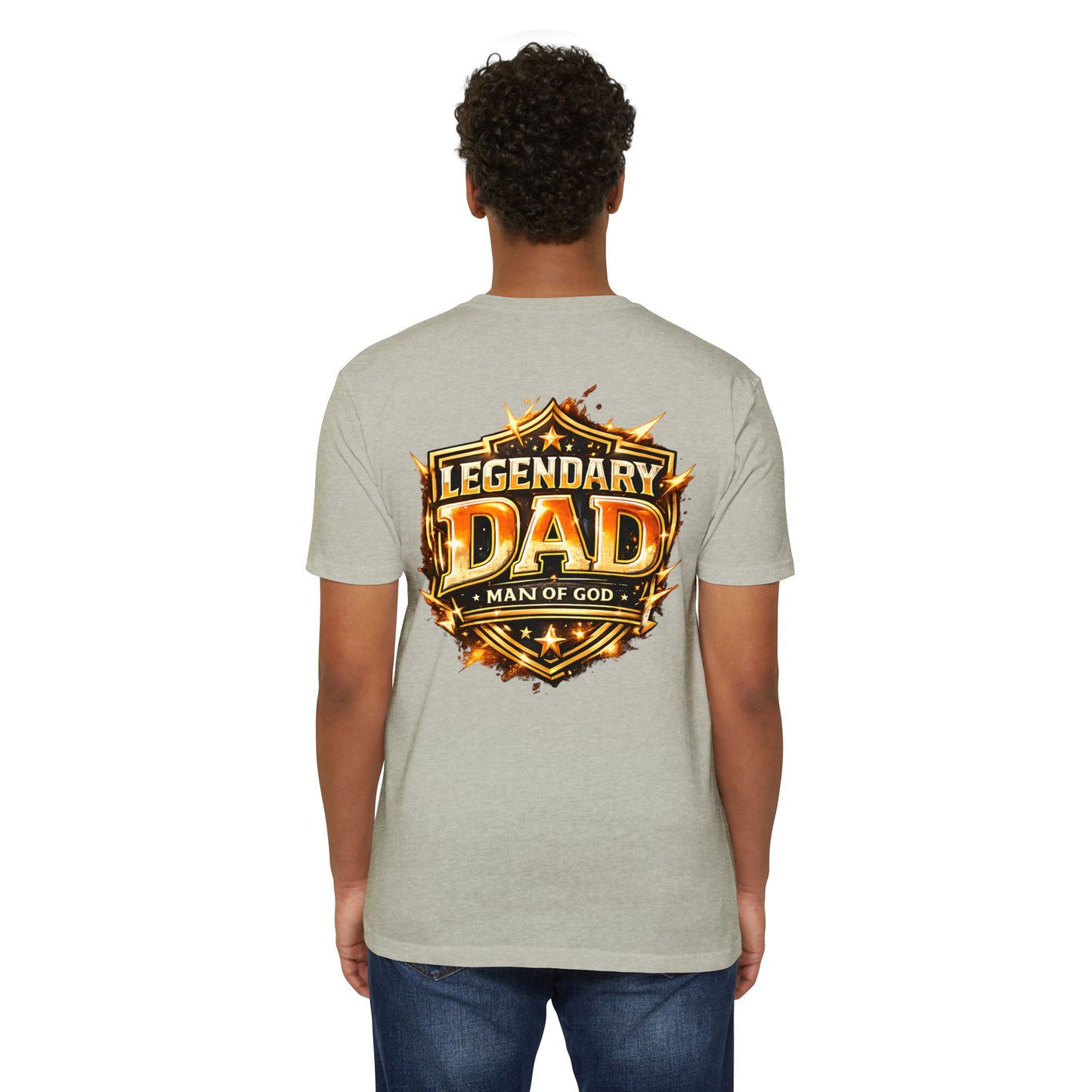 Legendary Dad T-Shirt – "Man of God" Shield Design
