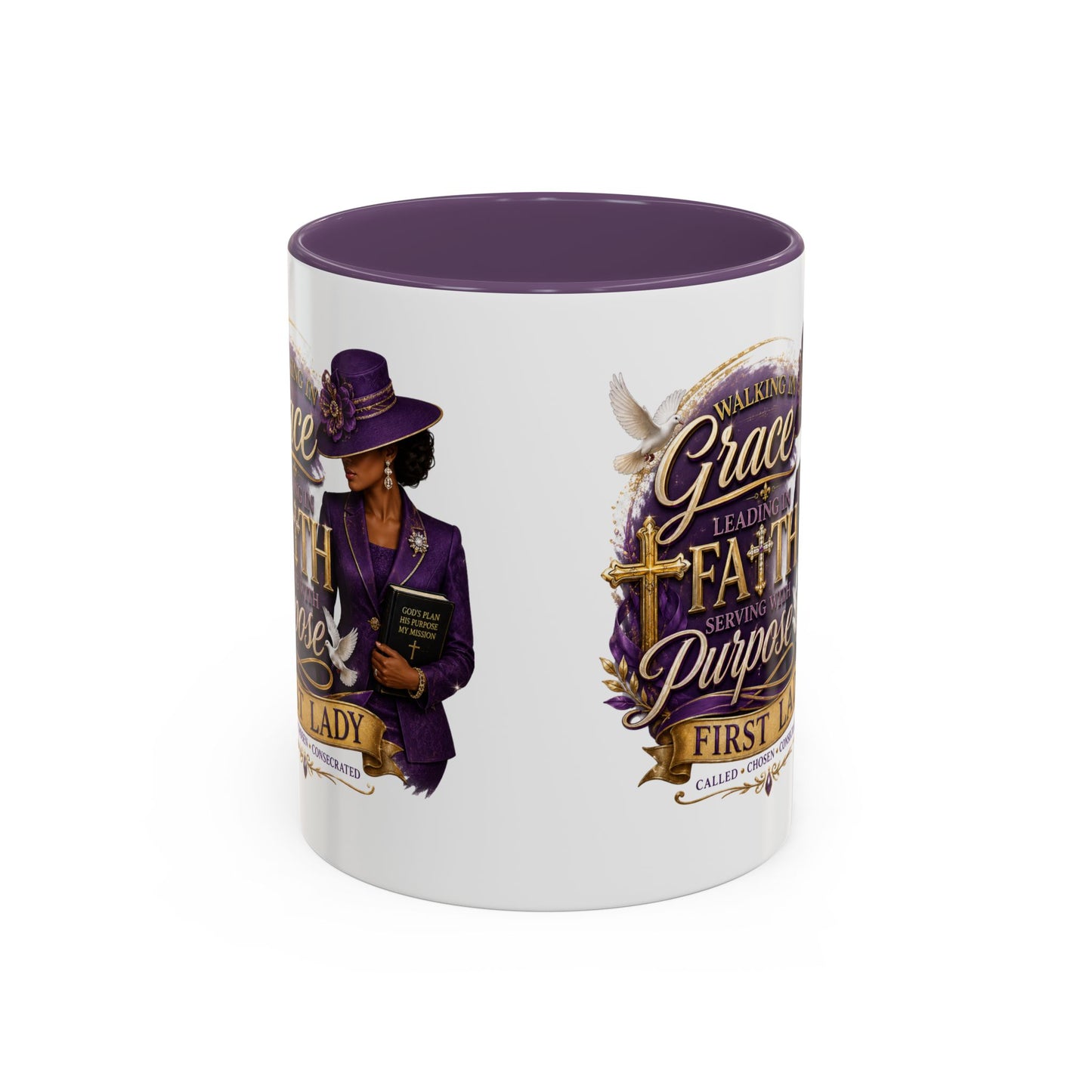 Faith & Purpose Accent Coffee Mug — First Lady Church Design (11/15oz)