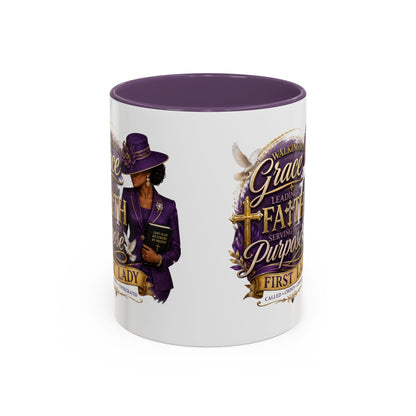 Faith & Purpose Accent Coffee Mug — First Lady Church Design (11/15oz)