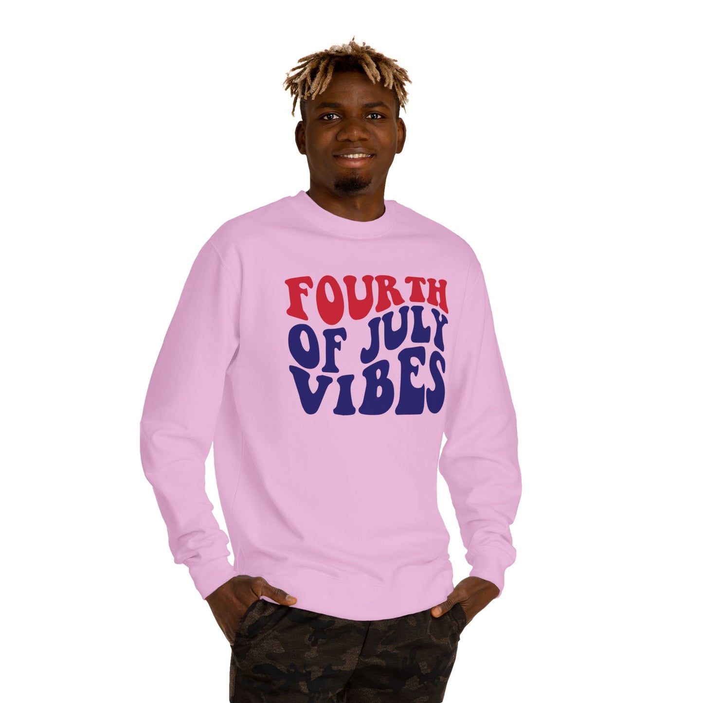Fourth of July Vibes Sweatshirt — Patriotic Red & Blue Holiday Crewneck