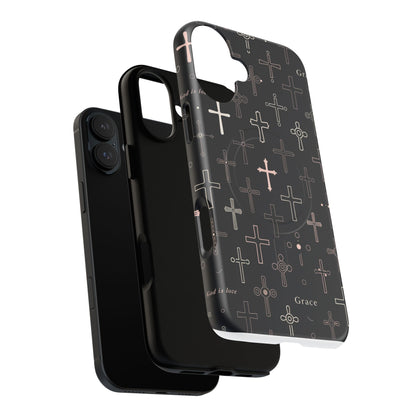 Magnetic Phone Case — Black Crosses "Grace" Protective Cover