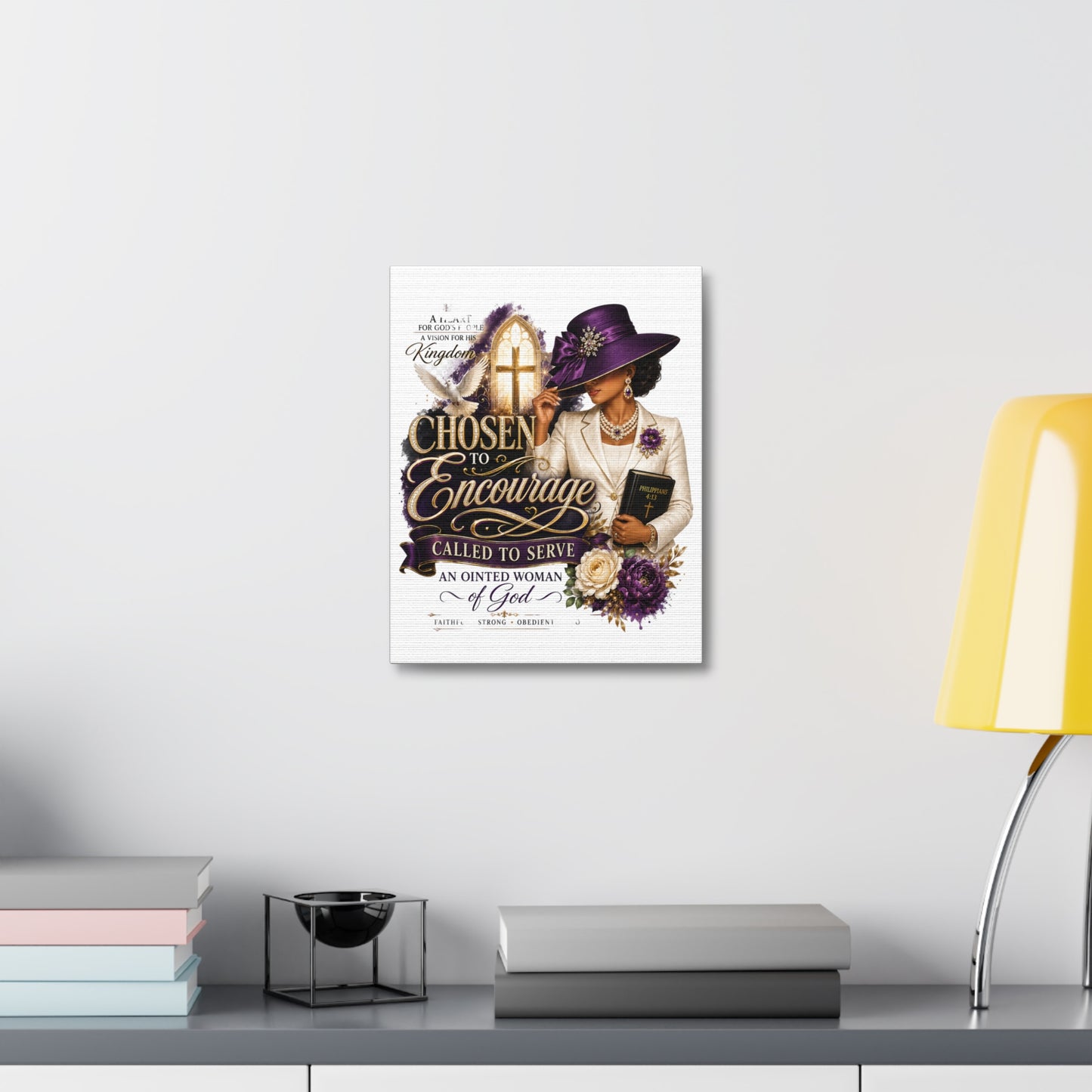 Chosen to Encourage Stretched Canvas – Inspirational Christian Wall Art (Called to Serve, ‘Anointed Woman’)