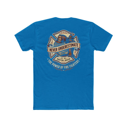 Firefighter Tee - "Never Underestimate" Vintage Firefighter Helmet Design