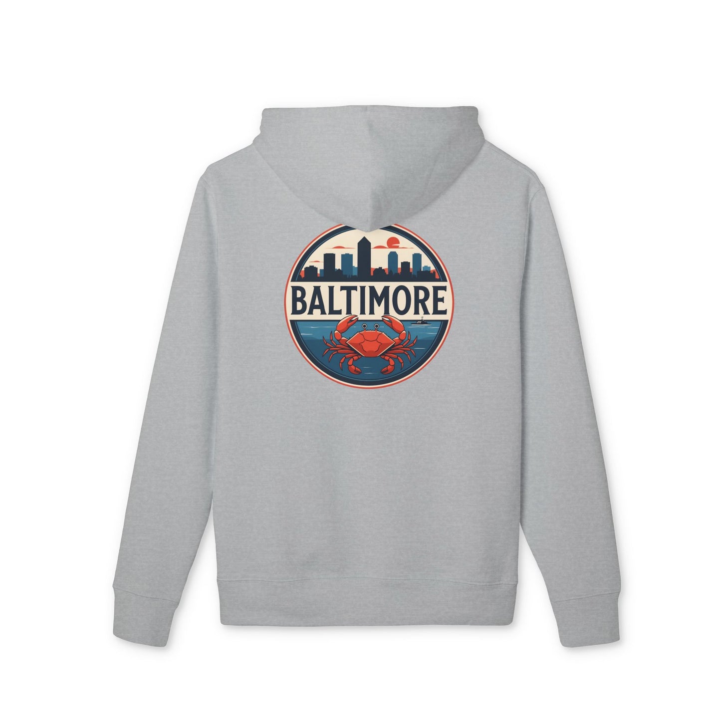 Baltimore Skyline Crab Hoodie — Retro City Emblem Pullover