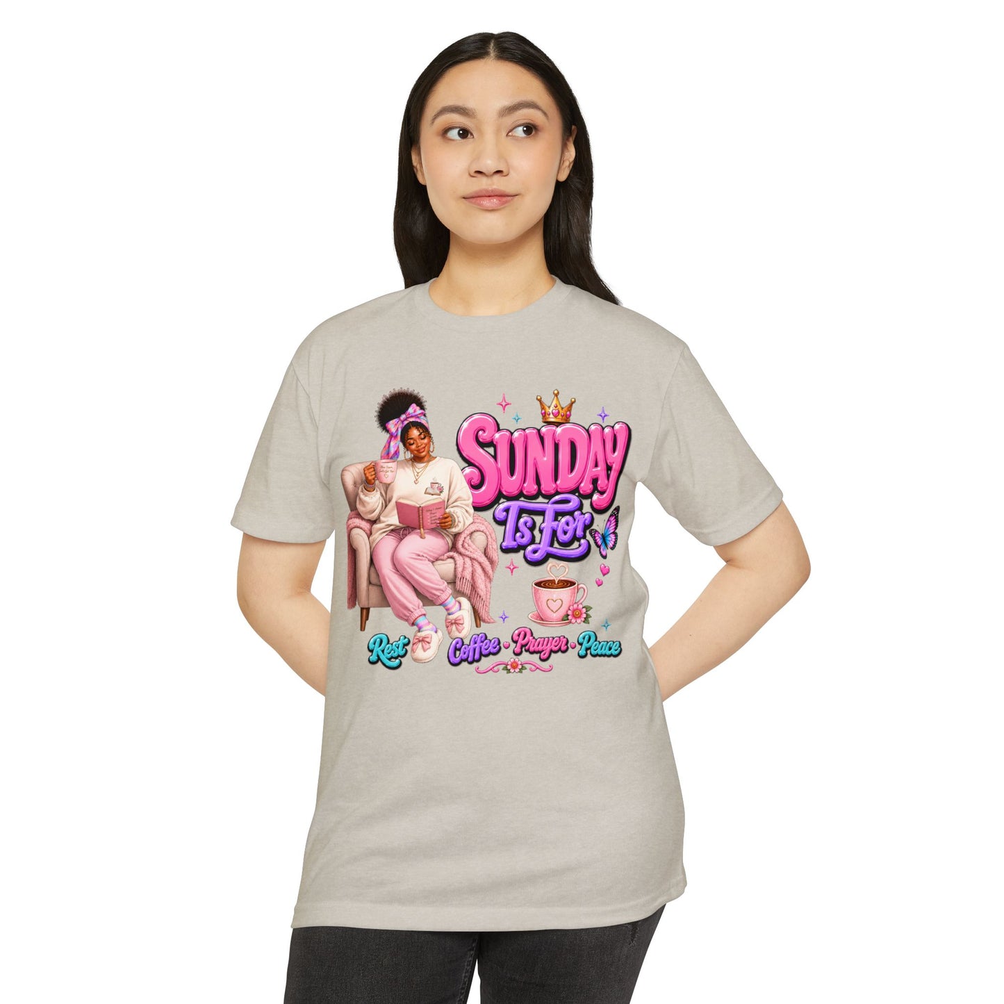 Sunday Is For T-Shirt — Relax, Coffee, Prayer & Peace Graphic Tee
