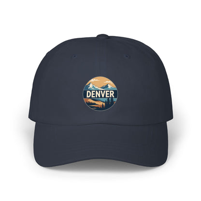 Denver Mountain Dad Cap - Vintage Landscape Embroidered Baseball Hat
