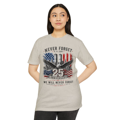 9/11 25th Anniversary 'Never Forget' Memorial T-Shirt