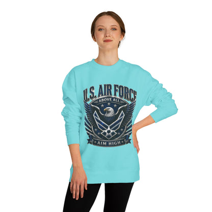 U.S. Air Force Crewneck Sweatshirt — "Above All, Aim High" Graphic