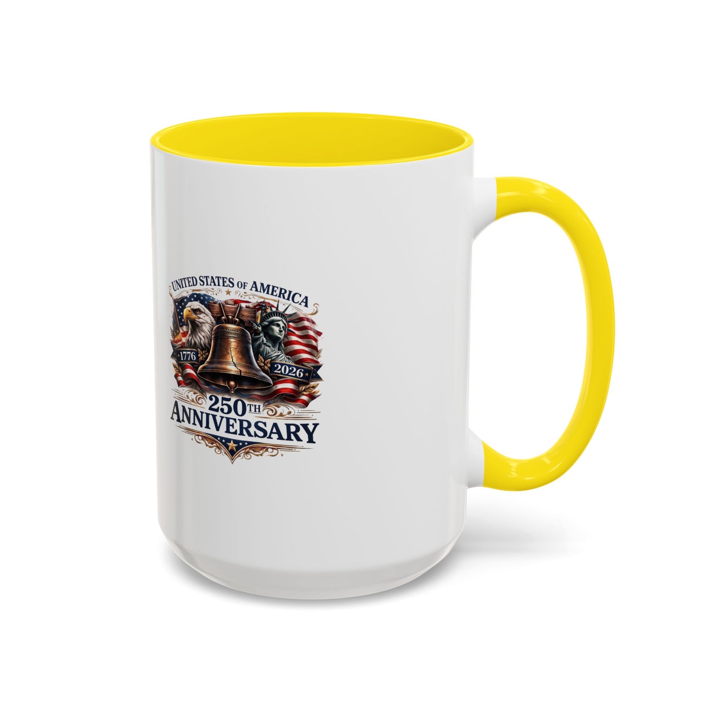 250th Anniversary Accent Coffee Mug — Patriotic United States Bell & Eagle Design (11/15 oz)