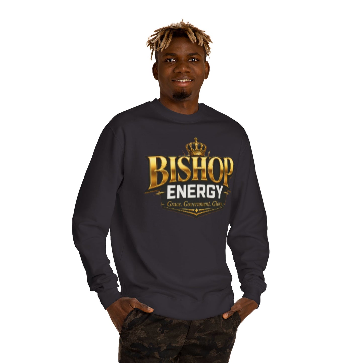 Bishop Energy Crewneck Sweatshirt — Gold Crown Logo Streetwear