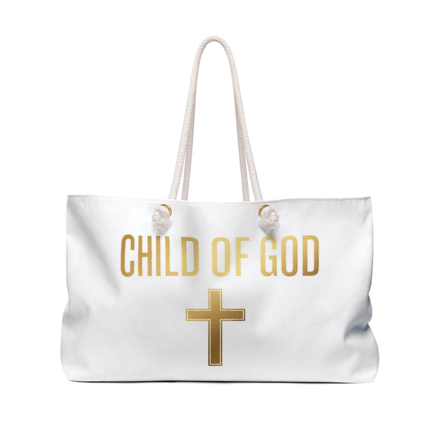 Child of God Weekender Bag – Gold Cross Christian Travel Tote