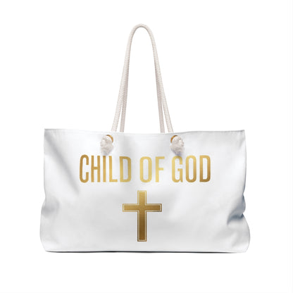 Child of God Weekender Bag – Gold Cross Christian Travel Tote