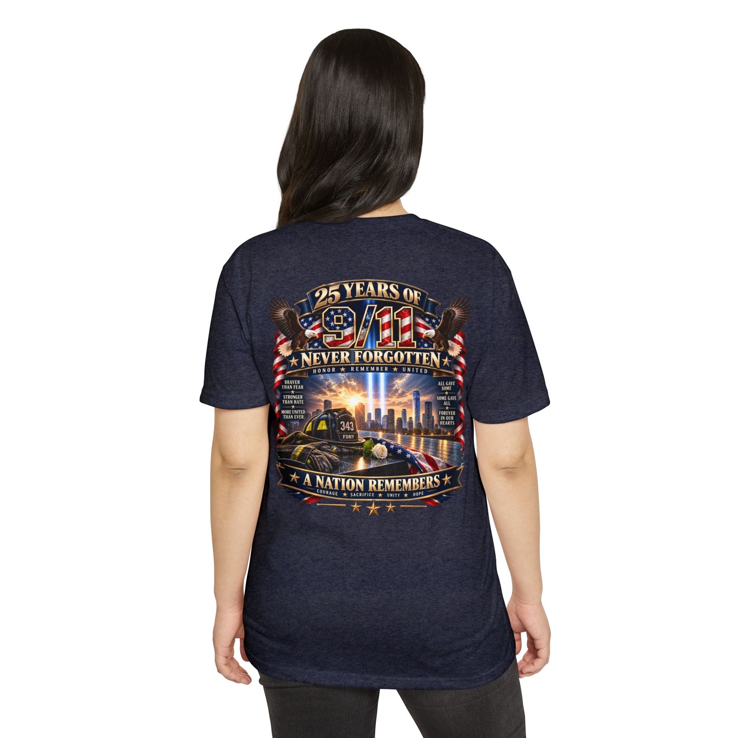 9/11 Memorial T-Shirt – "25 Years of 9/11 Never Forgotten" Tribute Tee