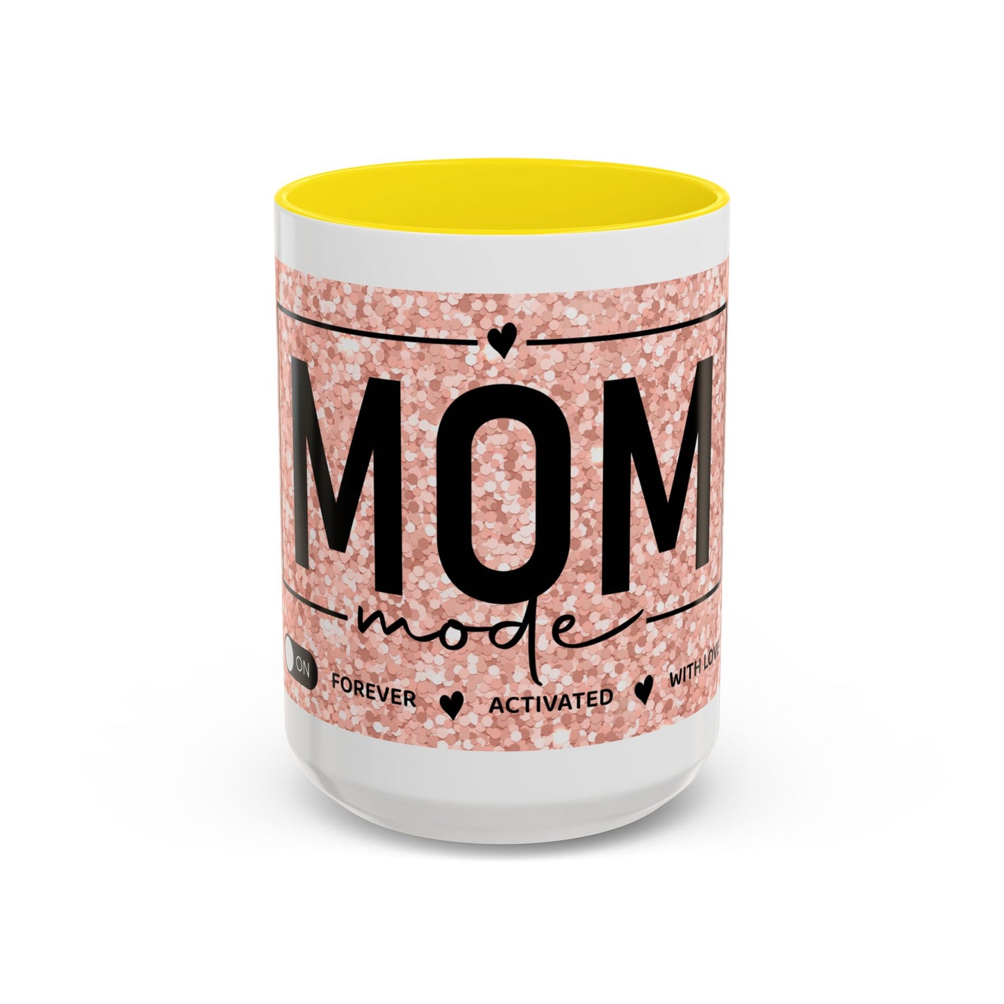 Mom Mode Glitter Accent Coffee Mug – 'Mom Mode' Rose Gold Sparkle (11/15oz)