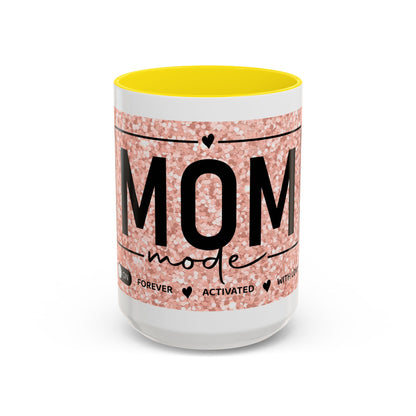 Mom Mode Glitter Accent Coffee Mug – 'Mom Mode' Rose Gold Sparkle (11/15oz)