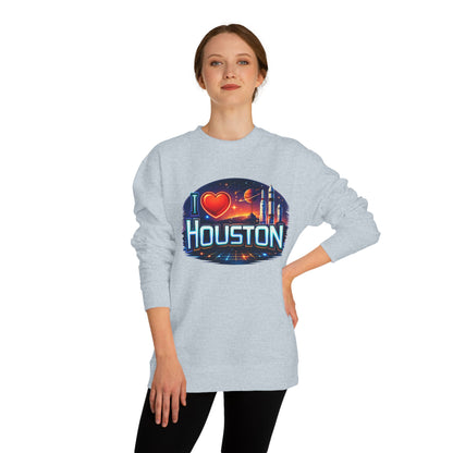I Heart Houston Crewneck Sweatshirt — Retro Space City Graphic