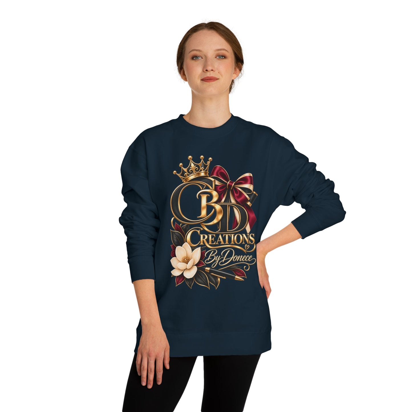 CB Creations Crown Logo Sweatshirt — Floral Ribbon Graphic Crewneck
