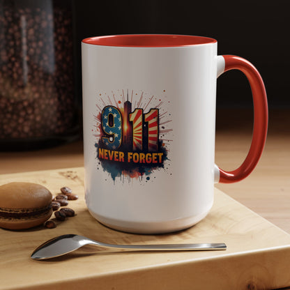 9/11 Never Forget Coffee Mug — Patriotic Memorial Accent Mug