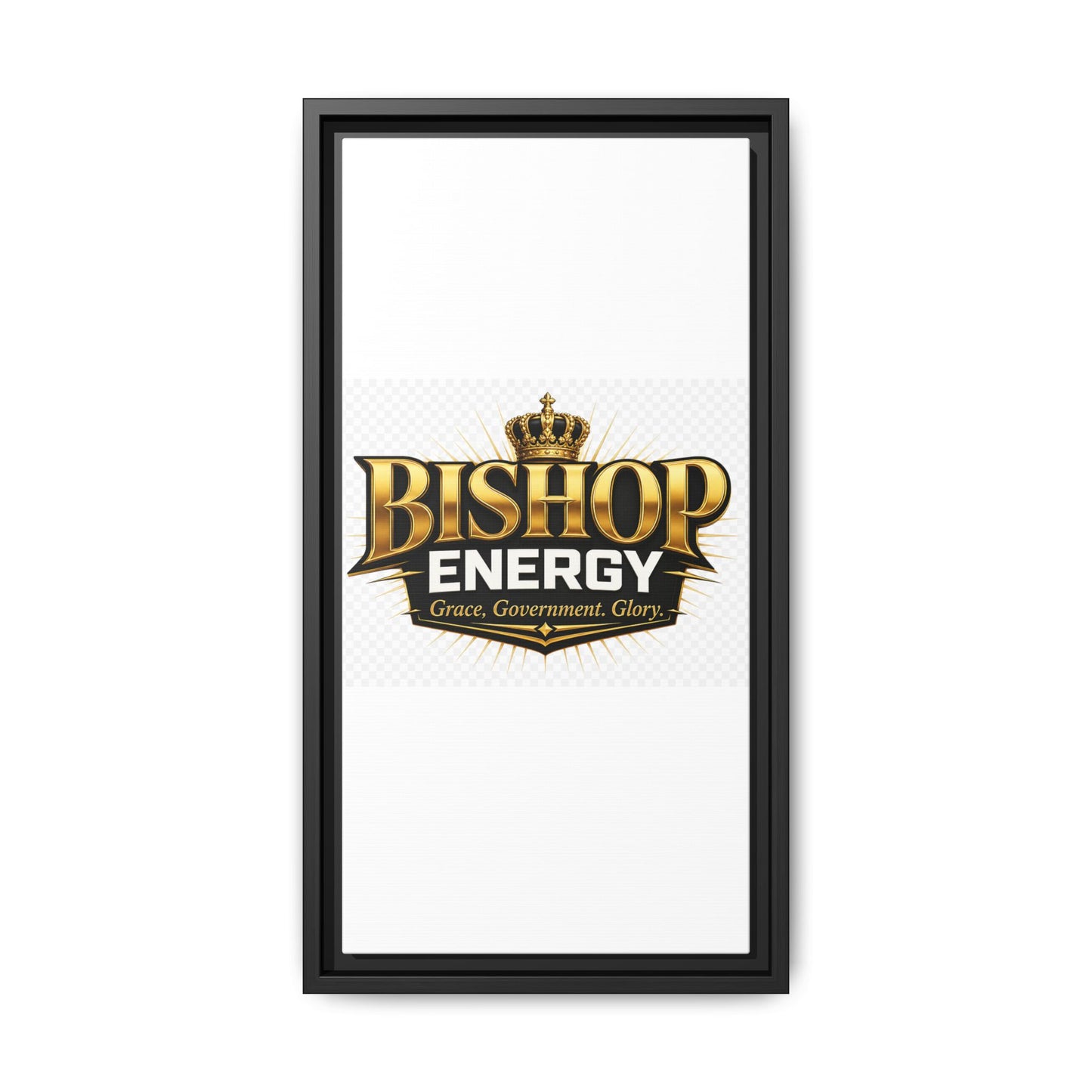 Framed Canvas Art - "Bishop Energy" Gold Crown Logo (Matte)