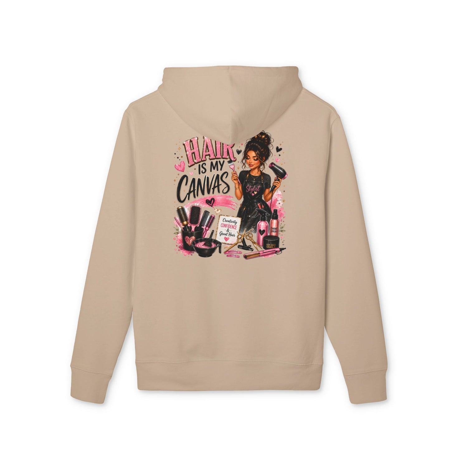 Hair Is My Canvas Hoodie — Black Beauty Salon Graphic Pullover