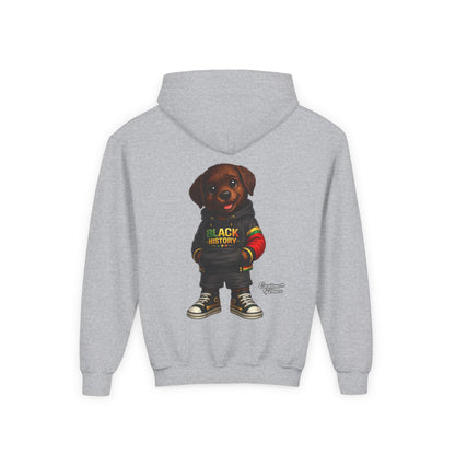 Youth Hoodie - Cute Rottweiler Puppy 'Black History' Graphic Sweatshirt for Kids
