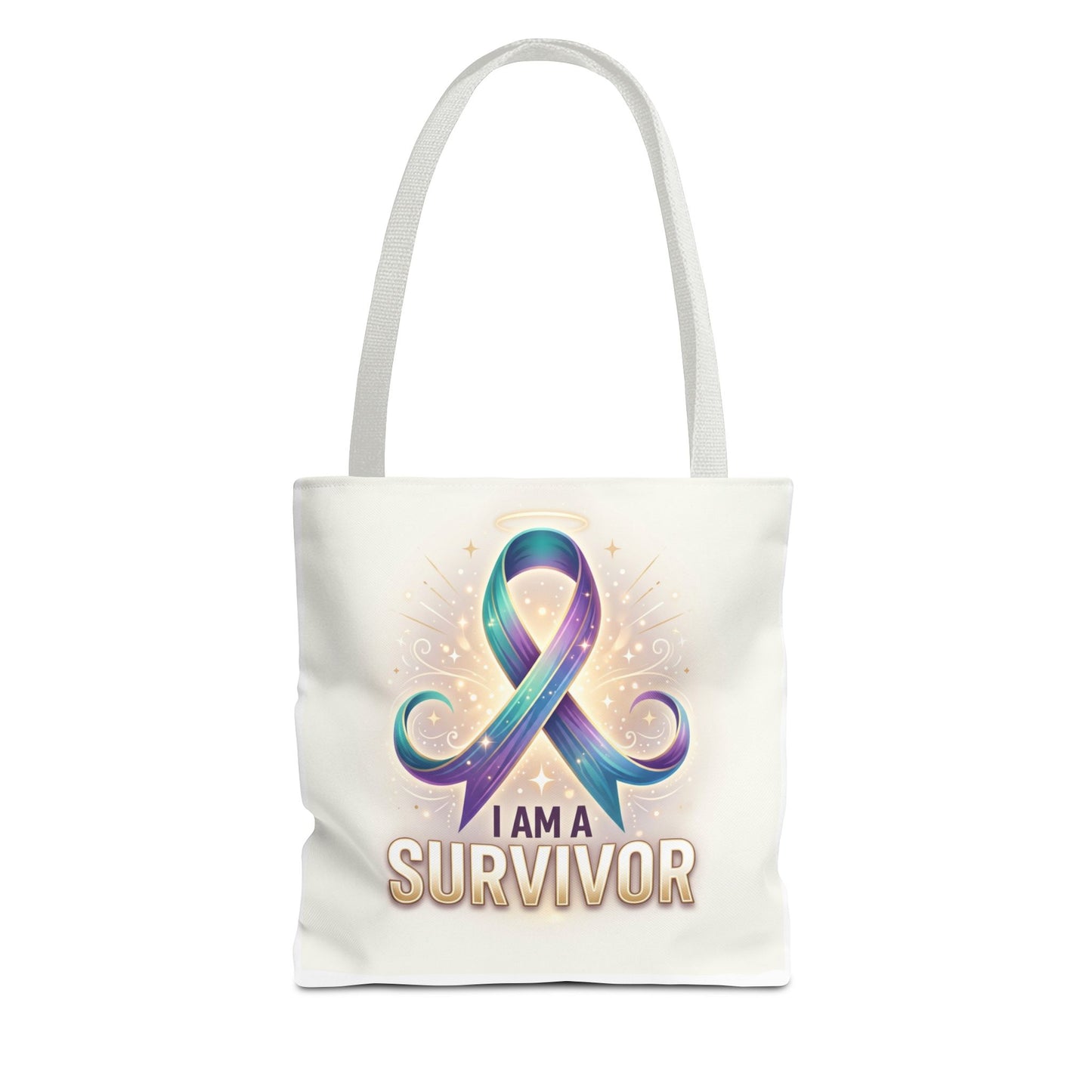 Survivor Ribbon Tote Bag - "I Am a Survivor" Awareness Reusable Shopper