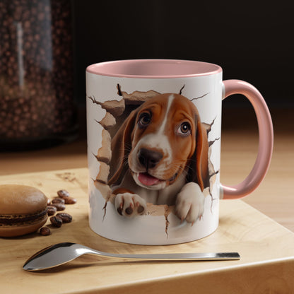 Basset Hound Peekaboo Accent Coffee Mug — Cute Dog Lover Gift (11/15 oz)