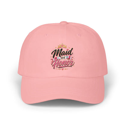 Maid of Honor Dad Cap — Floral Script Bridal Party Baseball Hat