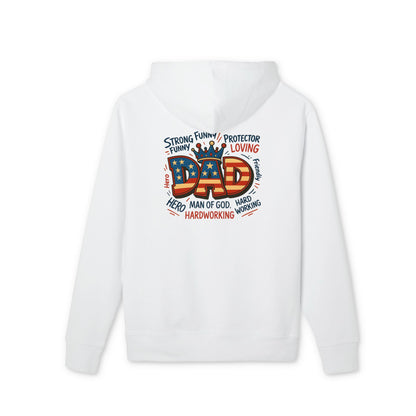 Patriotic 'Dad' Hoodie — American Flag Father’s Day Sweatshirt, Proud Dad Gift