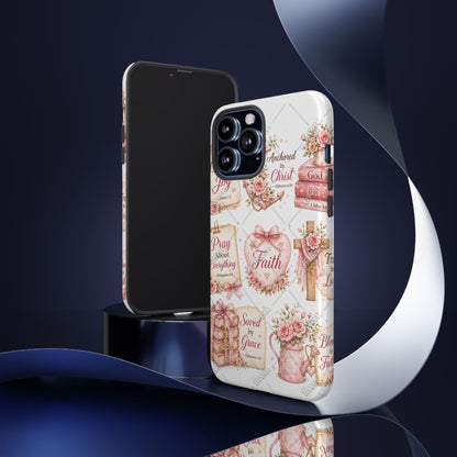 Faith Floral Phone Case – Christian Inspirational Scripture iPhone Cover (Choose Joy, Pray, Faith)