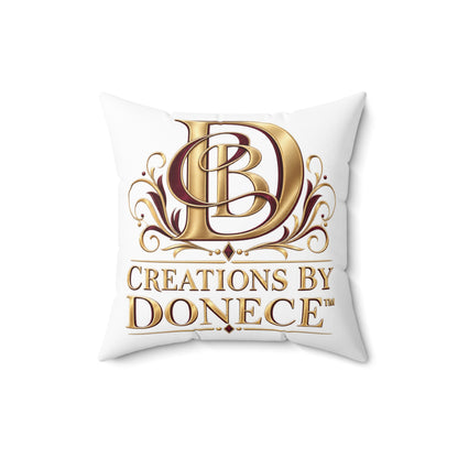 Decorative Logo Pillow — "Creations by Donece" Gold Monogram Accent Pillow